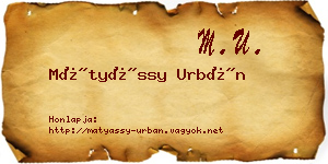Mátyássy Urbán névjegykártya
